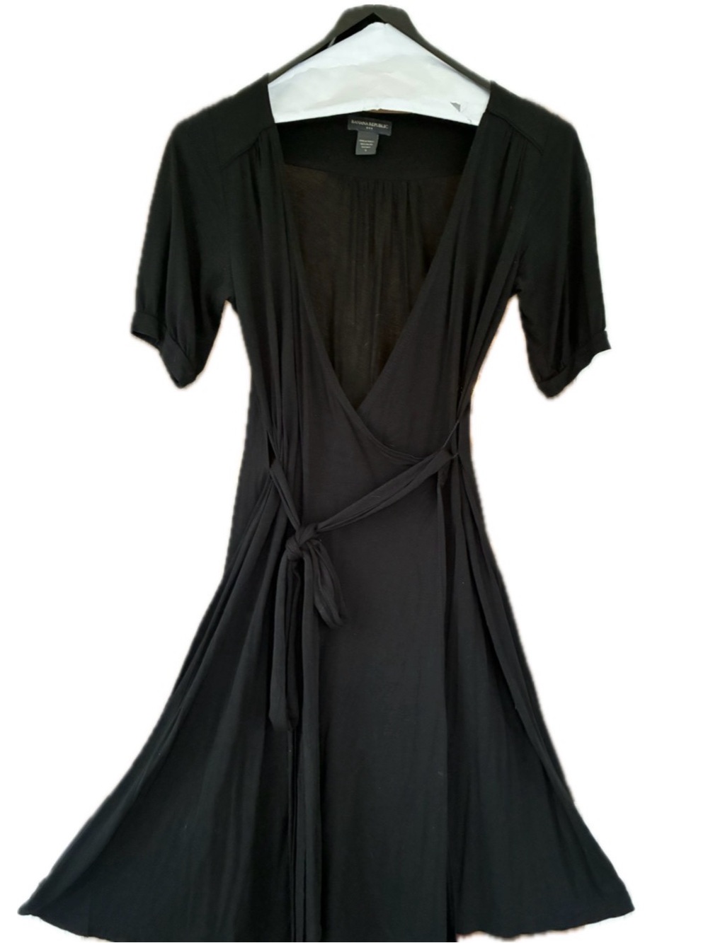 Vintage Banana Republic Fall 2007 Black Rayon Wrap Dress